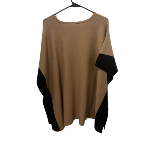 Talbots Tan and Black Knit Poncho One Size - Picture 2 of 4